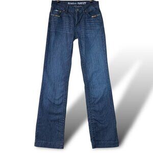 Cruel Denim Hayley Jeans Women 5L Dark Straight Boot Mid Rise Stretch Embroidery